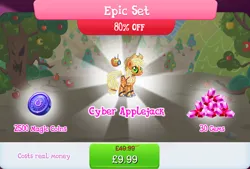 Size: 1264x856 | Tagged: safe, derpibooru import, official, applejack, earth pony, pony, robot, robot pony, antennae, applebot, bundle, camera, costs real money, english, female, gameloft, gem, image, jpeg, magic coins, mare, numbers, roboticization, sale, solo, solo focus, text