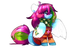 Size: 4000x2500 | Tagged: safe, artist:nova19, derpibooru import, oc, oc:media smile, pegasus, clothes, glow, glowing ears, glowing wings, image, pegasus oc, png, sitting, wings