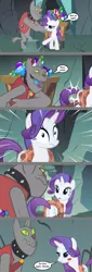 Size: 1136x3337 | Tagged: safe, artist:silverbuller, derpibooru import, edit, edited screencap, screencap, rarity, rover, diamond dog, pony, unicorn, a dog and pony show, alternate scenario, blushing, comic, female, image, jpeg, male, mare, masochism, masochist, screencap comic, spanking