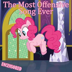 Size: 4000x4000 | Tagged: safe, artist:poniesmemes, artist:redpandapony, derpibooru import, pinkie pie, earth pony, pony, absurd resolution, album parody, cambria math font, derpibooru exclusive, female, image, mare, parody, png, reflection, solo, south park, text, twilight's castle