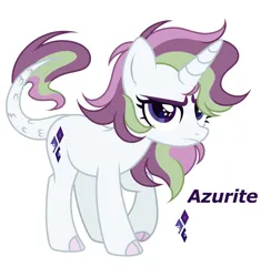 Size: 2350x2501 | Tagged: safe, artist:dustyygrey, artist:mint-light, derpibooru import, oc, oc:azurite shine, unofficial characters only, dracony, hybrid, pony, unicorn, base used, female, image, interspecies offspring, jpeg, mare, name, offspring, parent:rarity, parent:spike, parents:sparity, simple background, solo, white background