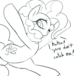 Size: 2000x2000 | Tagged: safe, artist:maren, derpibooru import, pinkie pie, earth pony, pony, 2014, dialogue, doodle, female, high res, hooves in air, image, mare, old art, open mouth, png, smiling, solo