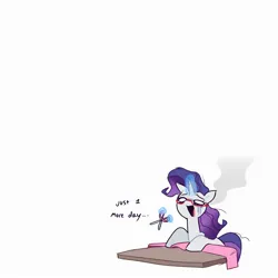 Size: 2500x2500 | Tagged: safe, artist:syrupyyy, derpibooru import, rarity, pony, unicorn, dialogue, female, g4, glasses, glow, glowing horn, high res, horn, image, jpeg, magic, mare, marshmelodrama, ponytober, rarity being rarity, rarity's glasses, simple background, solo, telekinesis, white background