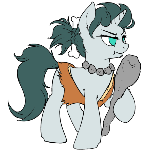 Size: 1800x1800 | Tagged: safe, artist:floots, derpibooru import, oc, oc:aquaria lance, pony, unicorn, bone, caveman, clothes, club (weapon), costume, dressup, frown, fur, halloween, holiday, image, jewelry, necklace, nightmare night, png, solo