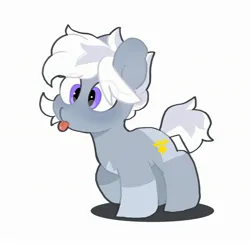 Size: 2200x2150 | Tagged: safe, artist:mochi_nation, derpibooru import, oc, oc:silver bolt, unofficial characters only, earth pony, pony, :p, coat markings, cute, eye clipping through hair, female, image, jpeg, mare, simple background, solo, tongue out, white background