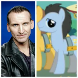 Size: 2880x2880 | Tagged: safe, derpibooru import, lucky clover, earth pony, pony, the best night ever, background pony, comparison, doctor who, image, jpeg, ninth doctor