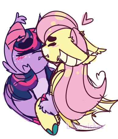 Size: 387x456 | Tagged: safe, derpibooru import, fluttershy, twilight sparkle, twilight sparkle (alicorn), alicorn, bat pony, pegasus, pony, bat ponified, blushing, cute, fangs, female, flutterbat, heart, hybrid wings, image, kissing, lesbian, mare, png, race swap, shipping, shyabates, shyabetes, simple background, transparent background, twiabetes, twishy, white background, wings