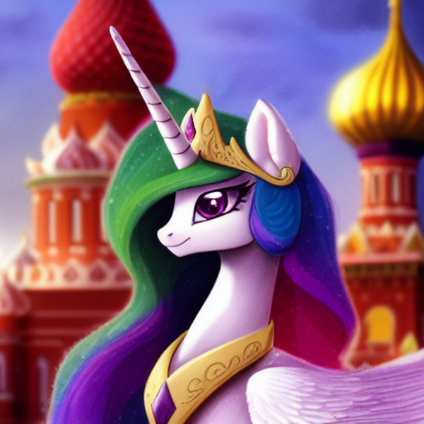 Size: 1024x1024 | Tagged: safe, derpibooru import, editor:dovakkins, machine learning generated, purplesmart.ai, stable diffusion, princess celestia, alicorn, pony, beautiful, bust, cathedral, cute, female, image, jewelry, mare, moscow, png, portrait, regalia, smiling