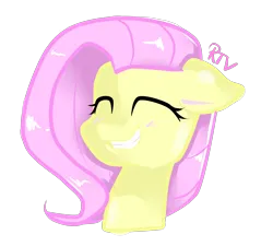 Size: 2000x1800 | Tagged: safe, artist:thecreativerey, derpibooru import, fluttershy, pegasus, pony, bust, eyes closed, female, grin, image, mare, png, simple background, smiling, solo, transparent background