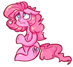 Size: 680x625 | Tagged: safe, artist:kreeeeeez, derpibooru import, pinkie pie, earth pony, alternate hairstyle, doodle, female, image, meta, png, sitting, solo, solo female, twitter