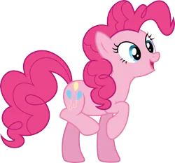 Size: 3222x3000 | Tagged: safe, artist:cloudyglow, derpibooru import, pinkie pie, earth pony, pony, too many pinkie pies, .ai available, female, high res, image, mare, open mouth, png, simple background, smiling, solo, standing on two hooves, transparent background, vector