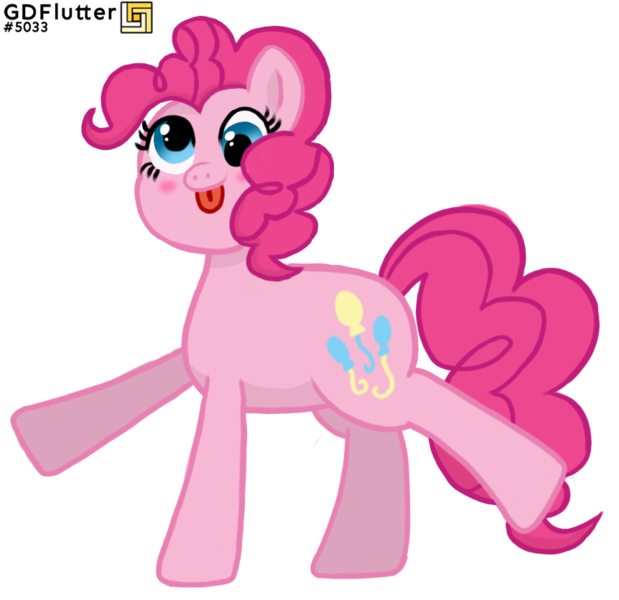 Size: 862x835 | Tagged: safe, artist:thread8, derpibooru import, pinkie pie, earth pony, pony, :p, blush sticker, blushing, derp, goofy, image, pink mane, pink tail, png, silly, silly pony, simple background, solo, standing on two hooves, tail, tongue out, transparent background