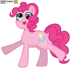 Size: 862x835 | Tagged: safe, artist:thread8, derpibooru import, pinkie pie, earth pony, pony, :p, blush sticker, blushing, derp, goofy, image, pink mane, pink tail, png, silly, silly pony, simple background, solo, standing on two hooves, tail, tongue out, transparent background