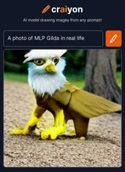 Size: 1162x1600 | Tagged: safe, craiyon, dall·e mini, derpibooru import, machine learning generated, gilda, gryphon, artificial intelligence, female, image, irl, photo, png, realistic, solo, tree