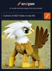 Size: 1162x1600 | Tagged: safe, craiyon, dall·e mini, derpibooru import, machine learning generated, gilda, gryphon, artificial intelligence, female, image, irl, photo, png, realistic, solo