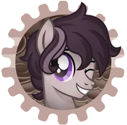Size: 700x691 | Tagged: safe, artist:jennieoo, derpibooru import, oc, oc:vanyl, pony, avatar, happy, icon, image, looking at you, one eye closed, png, show accurate, simple background, smiling, solo, vector, wink, winking at you