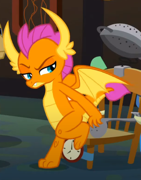 Size: 508x647 | Tagged: safe, derpibooru import, screencap, smolder, dragon, a horse shoe-in, cropped, dragoness, female, image, png, smolder is not amused, solo, unamused