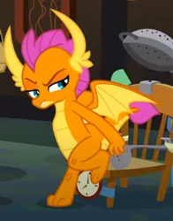 Size: 508x647 | Tagged: safe, derpibooru import, screencap, smolder, dragon, a horse shoe-in, cropped, dragoness, female, image, png, smolder is not amused, solo, unamused