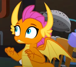 Size: 717x631 | Tagged: safe, derpibooru import, screencap, smolder, dragon, a horse shoe-in, cropped, dragoness, female, image, png, solo