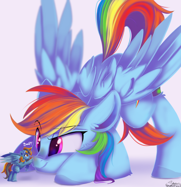 Size: 10681x11028 | Tagged: safe, artist:sketchiix3, derpibooru import, rainbow dash, oc, pegasus, pony, absurd file size, absurd resolution, boop, image, micro, png