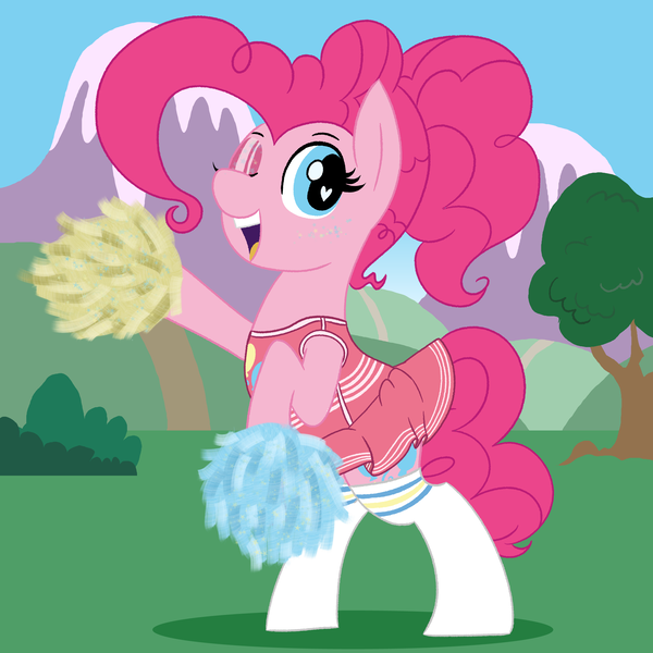 Size: 2500x2500 | Tagged: safe, artist:legendoflink, derpibooru import, pinkie pie, earth pony, pony, alternate hairstyle, bipedal, cheerleader, cheerleader outfit, cheerleader pinkie, clothes, cute, diapinkes, female, heart, heart eyes, image, looking at you, mare, one eye closed, open mouth, outdoors, pinktober, png, pompoms, ponytail, skirt, smiling, socks, solo, solo female, wingding eyes, wink, winking at you