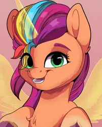 Size: 1600x1990 | Tagged: safe, artist:joaothejohn, derpibooru import, sunny starscout, alicorn, pony, chest fluff, commission, cute, g5, hooves, horn, image, looking at you, png, simple background, smiling, wings