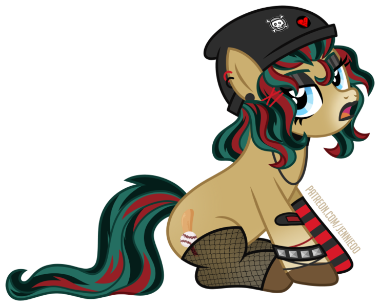 Size: 900x729 | Tagged: safe, artist:jennieoo, derpibooru import, oc, oc:double dinger, earth pony, pony, bracelet, clothes, emo, eyeshadow, goth, hat, image, jewelry, lipstick, makeup, piercing, png, show accurate, simple background, socks, solo, stockings, thigh highs, transparent background, vector