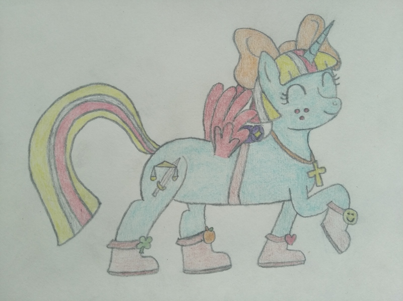 Size: 4032x3016 | Tagged: safe, derpibooru import, oc, oc:terri softmare, alicorn, pony, alicorn oc, boot, horn, image, jpeg, solo, traditional art, wings