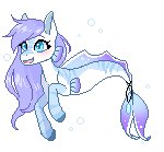 Size: 150x139 | Tagged: safe, artist:doekitty, derpibooru import, oc, unofficial characters only, hybrid, merpony, pony, seapony (g4), 2d, animated, blue eyes, blue mane, bubble, commission, dorsal fin, female, fins, fish tail, flowing tail, gif, image, mare, open mouth, open smile, pixel art, simple background, smiling, solo, sprite, tail, transparent background