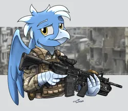 Size: 1920x1669 | Tagged: safe, derpibooru import, oc, oc:frost wing, gryphon, image, military, png, solo