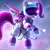 Size: 1024x1024 | Tagged: safe, artist:orenjikuma, derpibooru import, machine learning assisted, rarity, pony, unicorn, astronaut, female, flying, helmet, image, jetpack, mare, png, solo, solo female, space, spacesuit