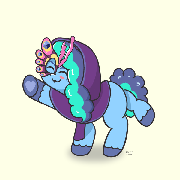 Size: 2048x2048 | Tagged: safe, artist:limitmj, derpibooru import, pony, unicorn, g5, my little pony: tell your tale, spoiler:g5, spoiler:my little pony: tell your tale, spoiler:tyts01e30, clothes, costume, cute face, dancing, female, image, mare, misty brightdawn, mistybetes, nightmare night costume, nightmare night party, png, scene interpretation, simple background, uwu, white background