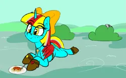 Size: 841x521 | Tagged: safe, artist:seafooddinner, derpibooru import, oc, oc:terri softmare, unofficial characters only, pony, zebra, 4chan, backwards wings, bag, boots, bow, clothes, cross, hair bow, image, png, saddle bag, shoes