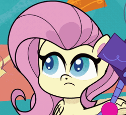 Size: 712x648 | Tagged: safe, derpibooru import, screencap, fluttershy, pegasus, pony, my little pony: pony life, spoiler:pony life s02e02, animated, cropped, cute, female, gif, image, mare, solo, the crystal capturing contraption