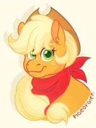 Size: 768x1024 | Tagged: safe, artist:pigeorgien, derpibooru import, applejack, earth pony, pony, applejack's hat, bust, cowboy hat, cute, female, hat, image, kerchief, looking at you, mare, png, portrait, solo