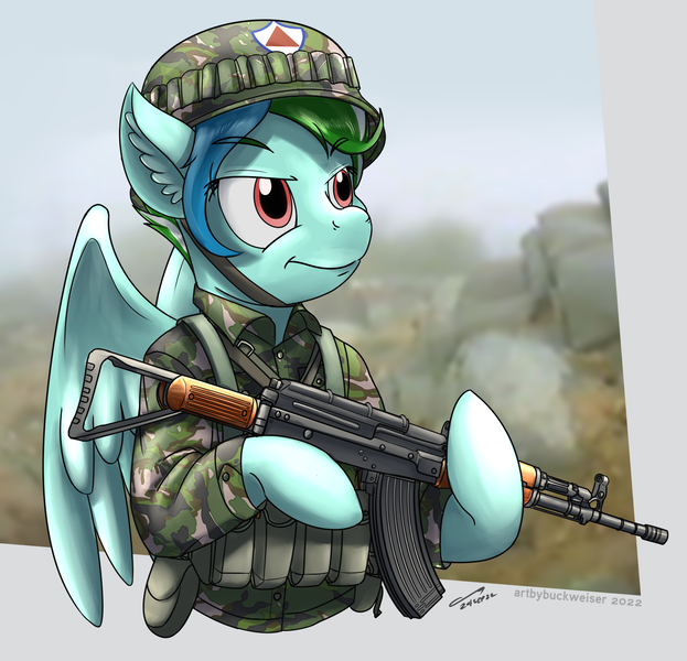 Size: 1920x1850 | Tagged: safe, artist:buckweiser, derpibooru import, oc, oc:tracer wake, camouflage, gun, image, military, pla, png, rifle, type-81, weapon