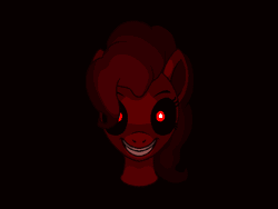 Size: 640x480 | Tagged: semi-grimdark, artist:zeka10000, derpibooru import, pinkie pie, earth pony, pony, fighting is magic, animated, black background, breathing, creepy, creepy dimension, creepy smile, creepypasta, gif, image, looking at you, nightmare fuel, simple background, smile.exe, smiling, solo, spoiler, vector