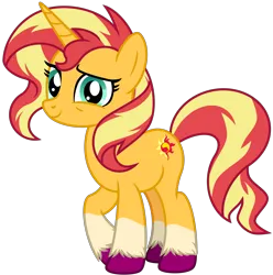 Size: 4357x4391 | Tagged: safe, artist:emeraldblast63, derpibooru import, sunset shimmer, pony, unicorn, coat markings, image, png, smiling, socks (coat marking), solo, unshorn fetlocks