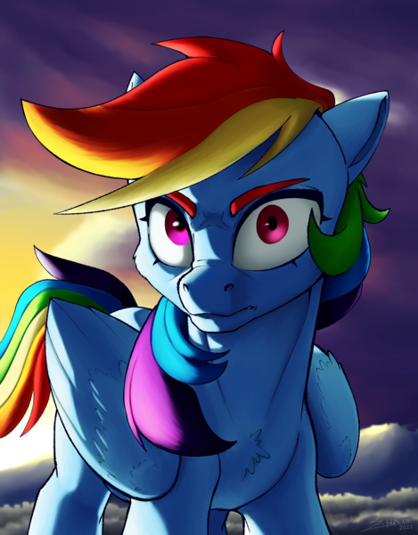 Size: 2500x3200 | Tagged: safe, artist:silverhopexiii, derpibooru import, rainbow dash, pegasus, pony, cloud, disgusted, female, high res, image, look of disapproval, looking at you, mare, png, shrunken pupils, sky, solo