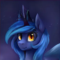 Size: 1024x1024 | Tagged: safe, artist:thisponydoesnotexist, derpibooru import, machine learning generated, pony, unicorn, female, image, jpeg, looking at you, mare, not luna, smiling, solo, torn ear