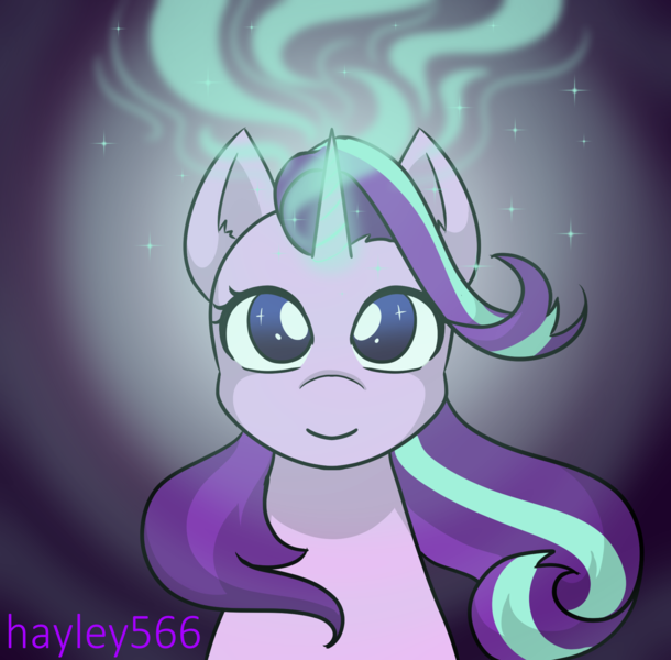 Size: 1841x1810 | Tagged: safe, artist:hayley566, derpibooru import, starlight glimmer, pony, unicorn, female, glow, glowing horn, horn, image, magic, png, ponytober, solo