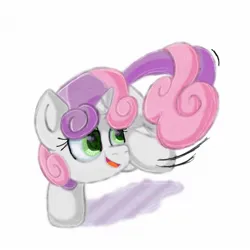 Size: 1378x1378 | Tagged: safe, artist:applebloom1753, derpibooru import, sweetie belle, pony, unicorn, chasing own tail, cute, diasweetes, female, image, jpeg, simple background, solo, tail, white background
