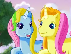 Size: 636x480 | Tagged: safe, derpibooru import, screencap, brights brightly, whistle wishes, pony, unicorn, the runaway rainbow, duo, female, g3, image, mare, png