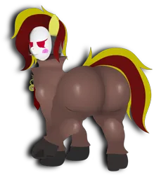 Size: 1968x2244 | Tagged: suggestive, artist:isaac_pony, derpibooru import, oc, oc:petit rouge, unofficial characters only, earth pony, ass, butt, clothes, dock, extra thicc, female, hooves, huge butt, image, large butt, looking at you, looking back, looking back at you, mane, mask, plot, png, raised hoof, simple background, solo, solo female, spy, suit, tail, team fortress 2, tied, transparent background, valve, vector