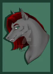 Size: 1280x1811 | Tagged: safe, artist:clouris, derpibooru import, oc, unofficial characters only, earth pony, pony, bust, deviantart watermark, ear fluff, earth pony oc, green background, image, jpeg, obtrusive watermark, signature, simple background, solo, watermark