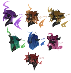 Size: 2620x2692 | Tagged: safe, artist:grubgruel, artist:lovedletters, queen chrysalis, oc, changedling, changeling, bust, female, image, png, seven deadly sins, siblings, simple background, sisters, transparent background