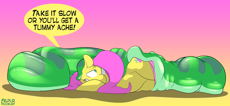 Size: 1500x695 | Tagged: questionable, artist:omnifelpur, derpibooru import, fluttershy, pegasus, pony, snake, abstract background, duo, female, image, mare, png, talking, vore