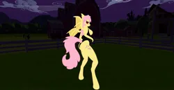 Size: 1920x1001 | Tagged: safe, derpibooru import, screencap, fluttershy, anthro, bat pony, bat ponified, body, flutterbat, image, jpeg, race swap, second life, sexy, solo, sweet apple acres, video at source, video in description