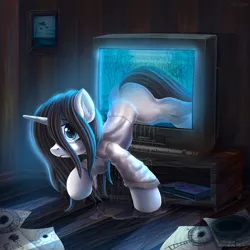 Size: 3000x3000 | Tagged: safe, artist:atlas-66, derpibooru import, oc, pony, unicorn, female, image, mare, png, solo, television, the ring