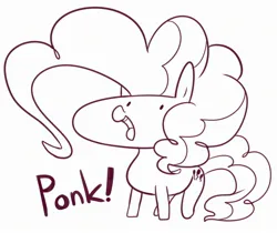 Size: 2400x2014 | Tagged: safe, artist:maren, derpibooru import, pinkie pie, earth pony, pony, female, image, jpeg, mare, monochrome, open mouth, ponk, solo